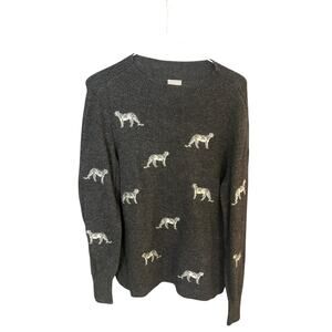 Chicos Women's 1 M Charcoal Gray Cheetah Embellished Mock Neck Sweater